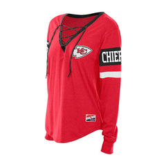 Kansas City Chiefs New Era Women's Throwback Lace-Up Long-Sleeve T-Shirt Red - NFL
