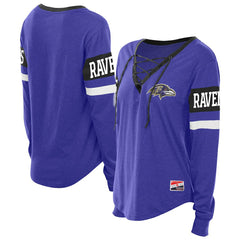 Baltimore Ravens New Era Women's Throwback Lace-Up Long-Sleeve T-Shirt Purple - NFL