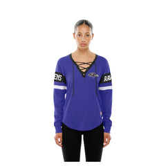 Baltimore Ravens New Era Women's Throwback Lace-Up Long-Sleeve T-Shirt Purple - NFL