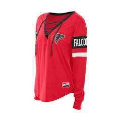 Atlanta Falcons New Era Women's Throwback Lace-Up Long-Sleeve T-Shirt Red - NFL