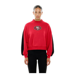 San Francisco 49ers New Era Women's Sport Night Mock Neck Balloon Sleeve Pullover Sweatshirt Scarlet - NFL