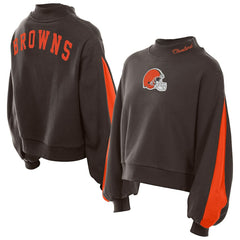 Cleveland Browns New Era Women's Sport Night Mock Neck Balloon Sleeve Pullover Sweatshirt Brown - NFL