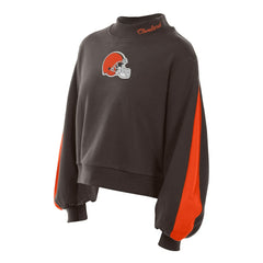 Cleveland Browns New Era Women's Sport Night Mock Neck Balloon Sleeve Pullover Sweatshirt Brown - NFL
