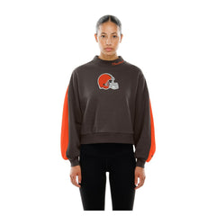 Cleveland Browns New Era Women's Sport Night Mock Neck Balloon Sleeve Pullover Sweatshirt Brown - NFL