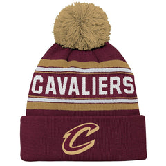 NBA - Cleveland Cavaliers Outerstuff Youth Backboard Jacquard Cuffed Knit Hat with Pom - Wine