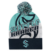 Seattle Kraken Outerstuff Youth New Edge Cuffed Knit Hat with Pom Navy