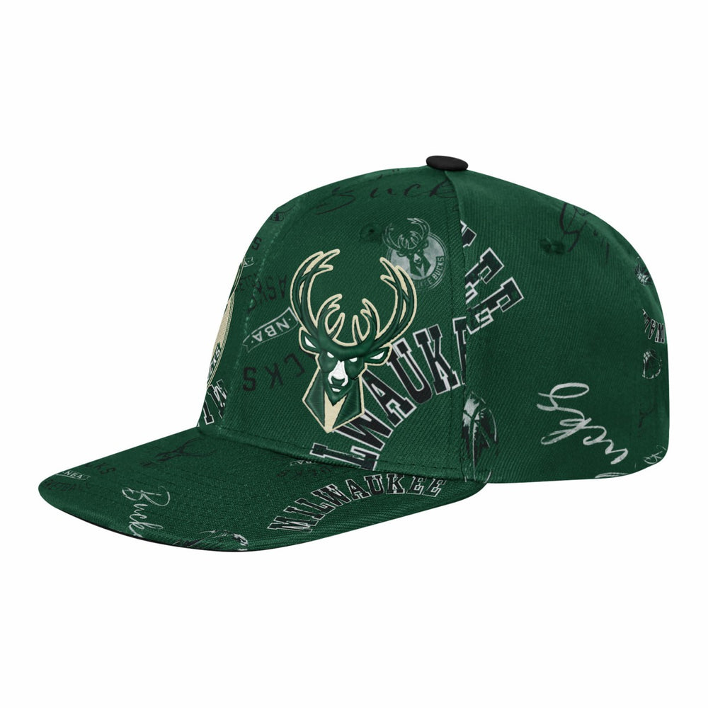 NBA - Milwaukee Bucks Outerstuff Youth Street Hooper Allover Print Snapback Hat - Hunter Green