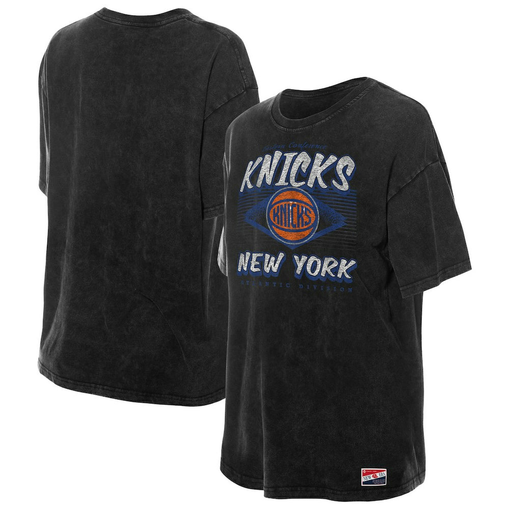 New Era - New York Knicks Women's Throwback Mineral Wash Oversized T-Shirt - Black