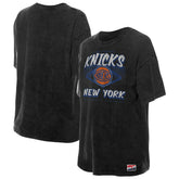 New Era - New York Knicks Women's Throwback Mineral Wash Oversized T-Shirt - Black