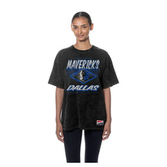 New Era - Dallas Mavericks Women's Throwback Mineral Wash Oversized T-Shirt - Black