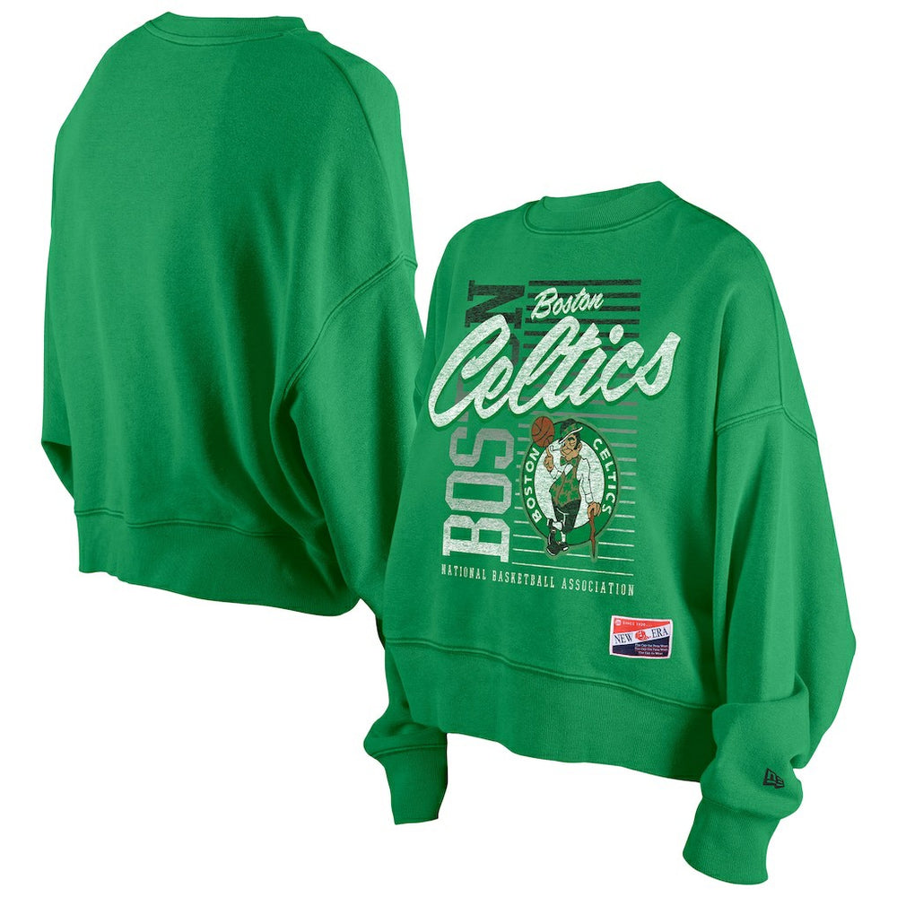 New Era - Boston Celtics Women's Boxy Throwback Mineral Wash Sweatshirt - Kelly Green