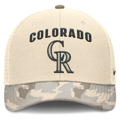 Colorado Rockies Nike Camo Natural Pack Rise Adjustable Trucker Hat Clearance