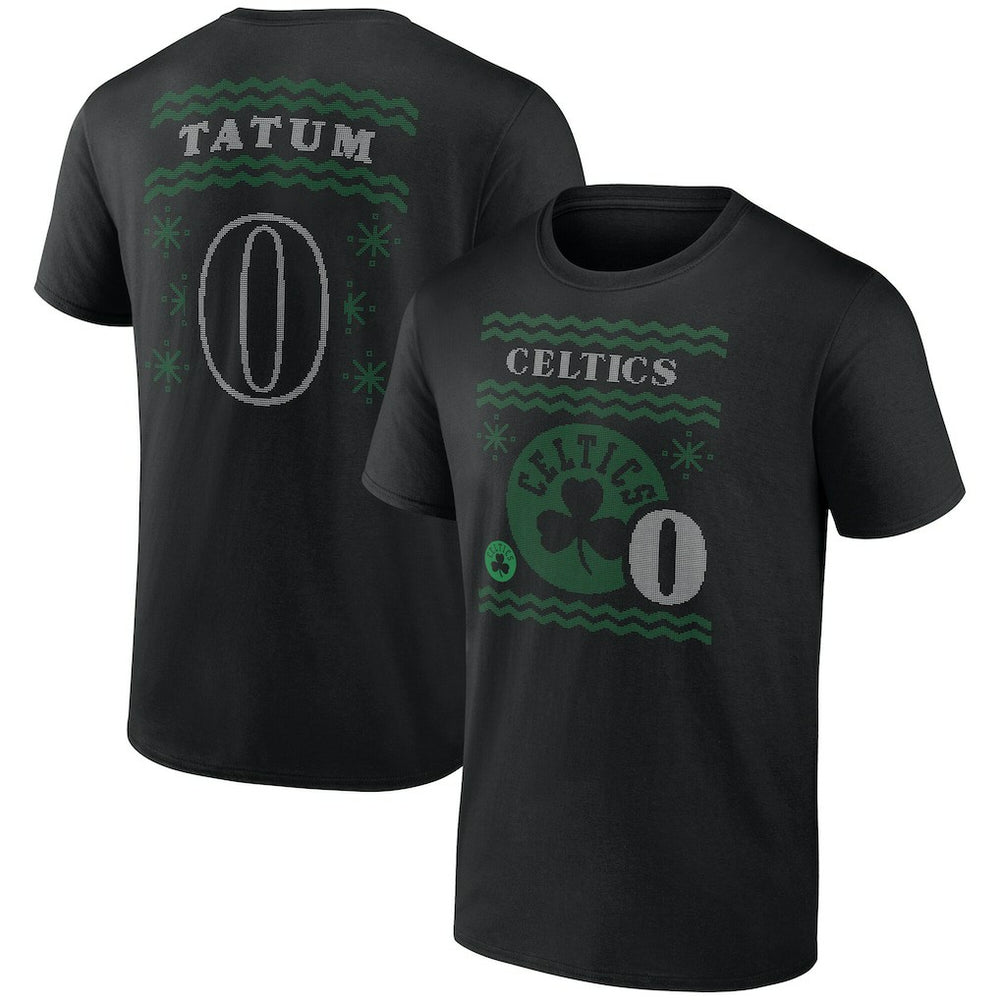 NBA - Jayson Tatum Boston Celtics Ugly Sweater Name & Number T-Shirt - Black