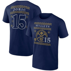 NBA - Nikola Jokic Denver Nuggets Ugly Sweater Name & Number T-Shirt - Navy