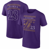 NBA - LeBron James Los Angeles Lakers Ugly Sweater Name & Number T-Shirt - Purple