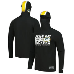 Green Bay Packers New Era Functional Fandom Balaclava Helmet Stripe Tri-Blend Hoodie Black - NFL