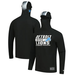 Detroit Lions New Era Functional Fandom Balaclava Helmet Stripe Tri-Blend Hoodie Black - NFL
