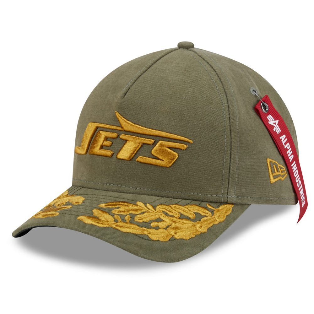 New York Jets New Era x Alpha Industries A-Frame 9FORTY Adjustable Hat Olive - NFL