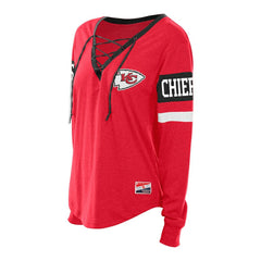 Kansas City Chiefs New Era Women's Plus Size Throwback Lace-Up Long Sleeve T-Shirt Red - NFL