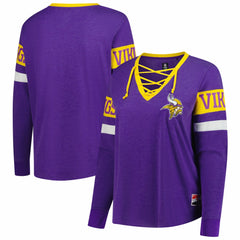Minnesota Vikings New Era Women's Plus Size Throwback Lace-Up Long Sleeve T-Shirt Purple - NFL