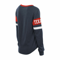 Houston Texans New Era Women's Plus Size Throwback Lace-Up Long Sleeve T-Shirt Navy - NFL