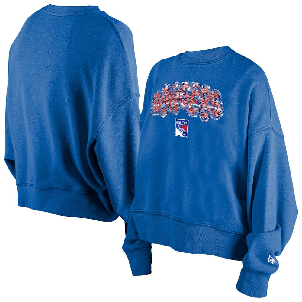 New York Rangers New Era Girls Youth Flip Sequin Sweatshirt Blue