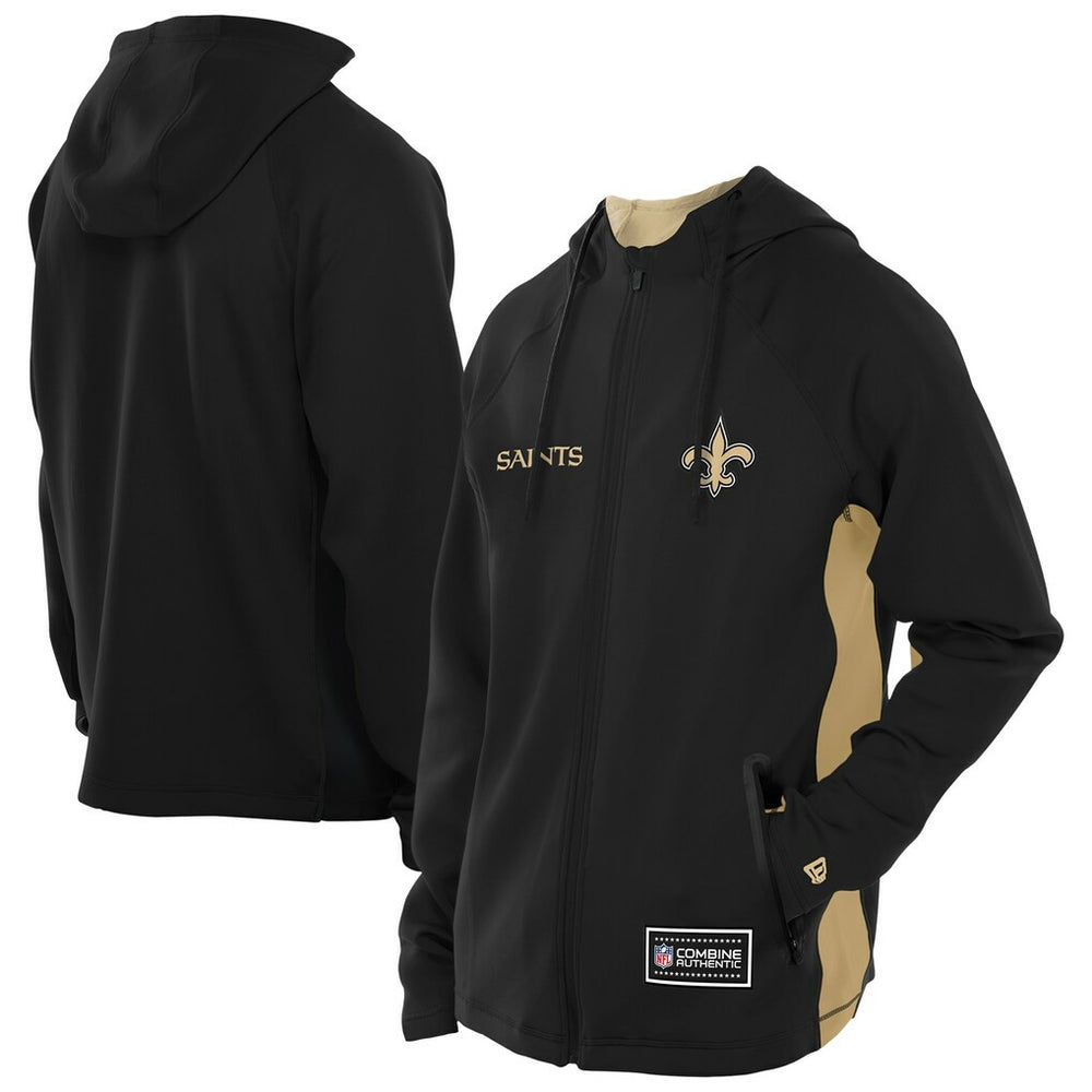 New Orleans Saints New Era Combine Authentic Raglan Scuba Full-Zip Hoodie Black - NFL