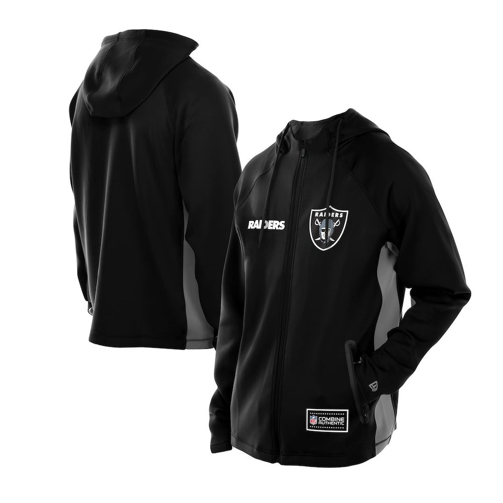 Las Vegas Raiders New Era Combine Authentic Raglan Scuba Full-Zip Hoodie Black - NFL