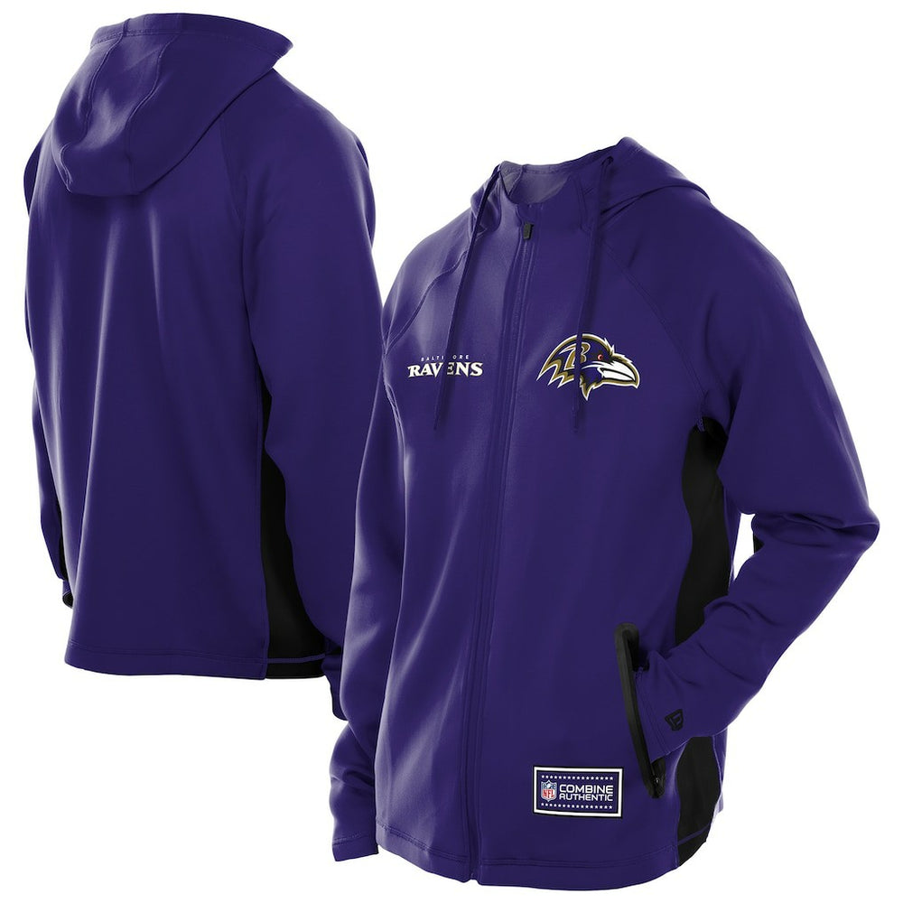 Baltimore Ravens New Era Combine Authentic Raglan Scuba Full-Zip Hoodie Purple - NFL