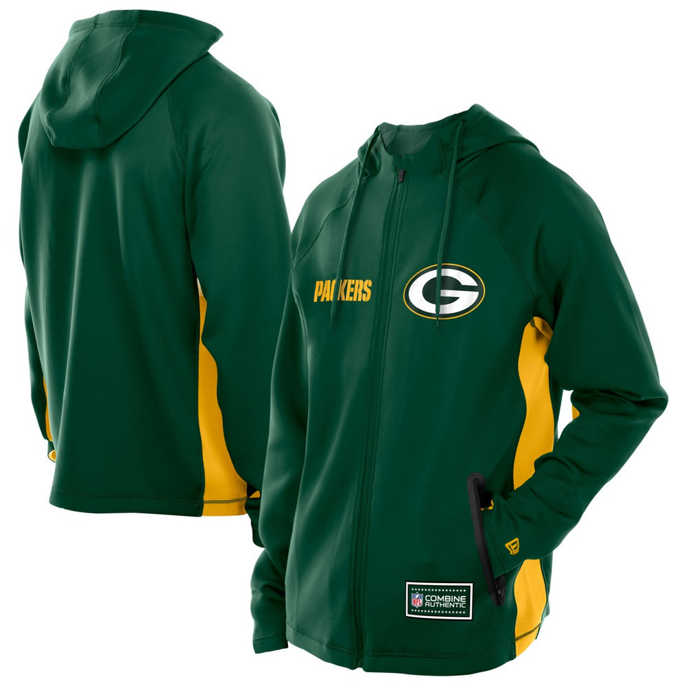 Green Bay Packers New Era Combine Authentic Raglan Scuba Full-Zip Hoodie Green - NFL