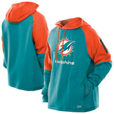 Miami Dolphins New Era Combine Authentic Color Block Raglan Pullover Hoodie Aqua - NFL