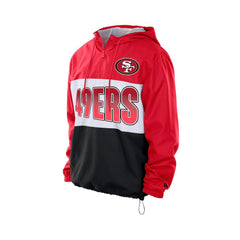 San Francisco 49ers New Era Ripstop Quarter-Zip Hooded Windbreaker Scarlet - NFL