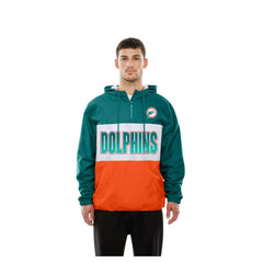 Miami Dolphins New Era Ripstop Quarter-Zip Hooded Windbreaker Aqua - NFL