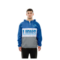 Detroit Lions New Era Ripstop Quarter-Zip Hooded Windbreaker Blue - NFL