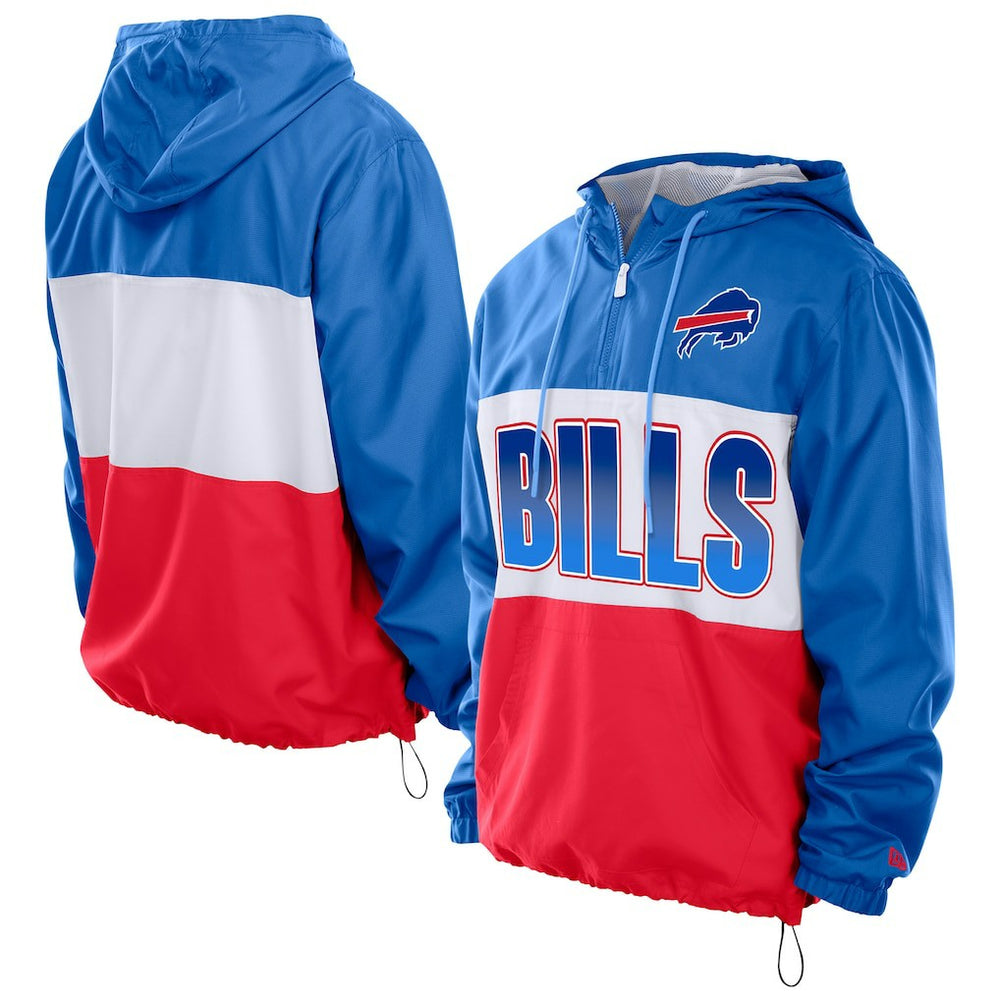 Buffalo Bills New Era Ripstop Quarter-Zip Hooded Windbreaker Royal - NFL