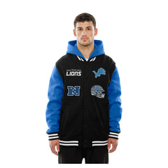 Detroit Lions New Era Full-Snap Fleece Hoodie Jacket Black - NFL