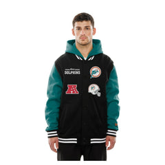 Miami Dolphins New Era Full-Snap Fleece Hoodie Jacket Black - NFL