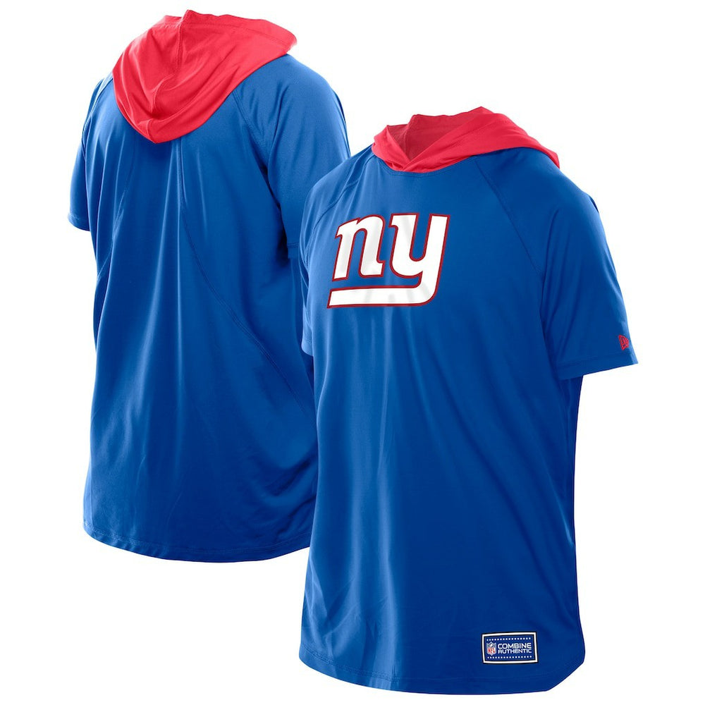 New York Giants New Era Combine Authentic Hooded Raglan Short-Sleeve T-Shirt Royal - NFL