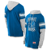 Detroit Lions New Era Twofer Layered Long Sleeve Hoodie T-Shirt Blue - NFL