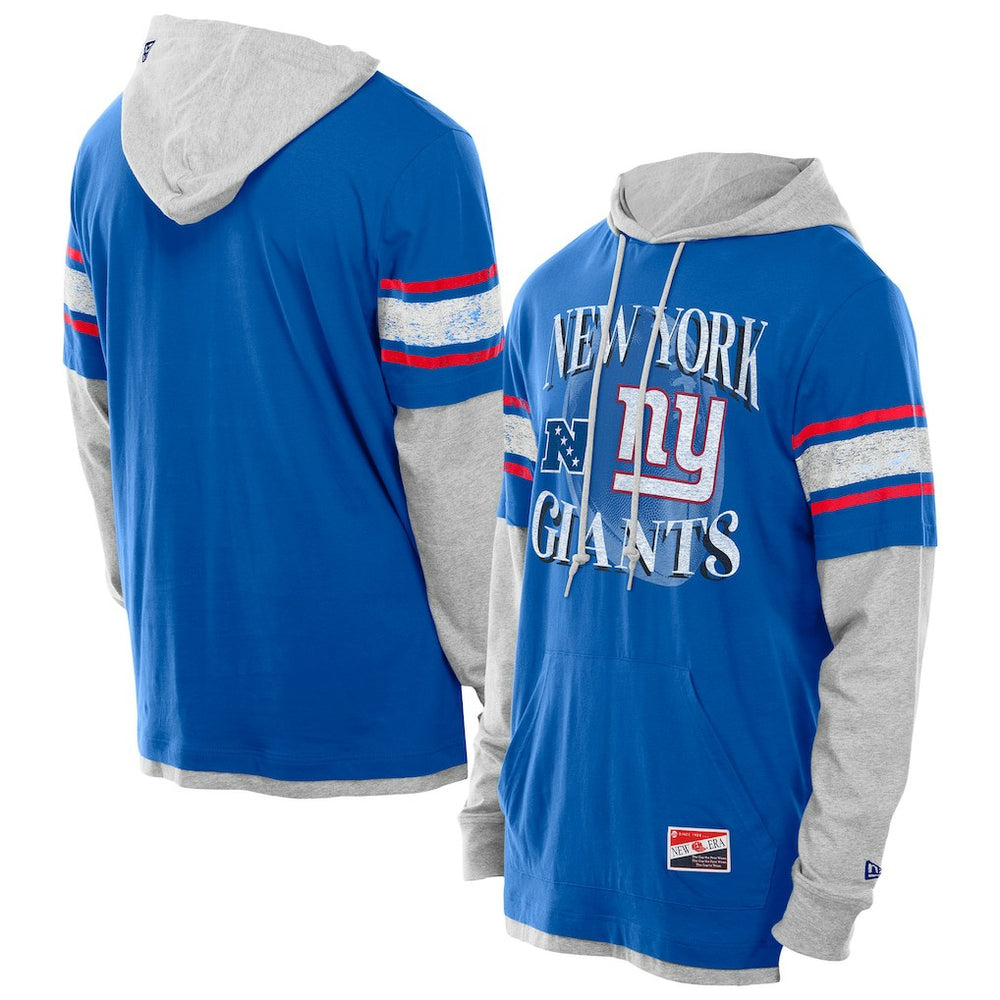 New York Giants New Era Twofer Layered Long Sleeve Hoodie T-Shirt Royal - NFL