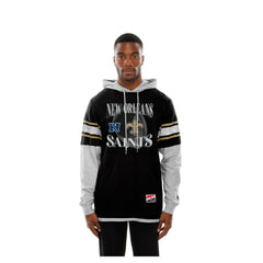 New Orleans Saints New Era Twofer Layered Long Sleeve Hoodie T-Shirt Black - NFL