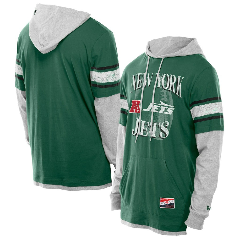 New York Jets New Era Twofer Layered Long Sleeve Hoodie T-Shirt Green - NFL