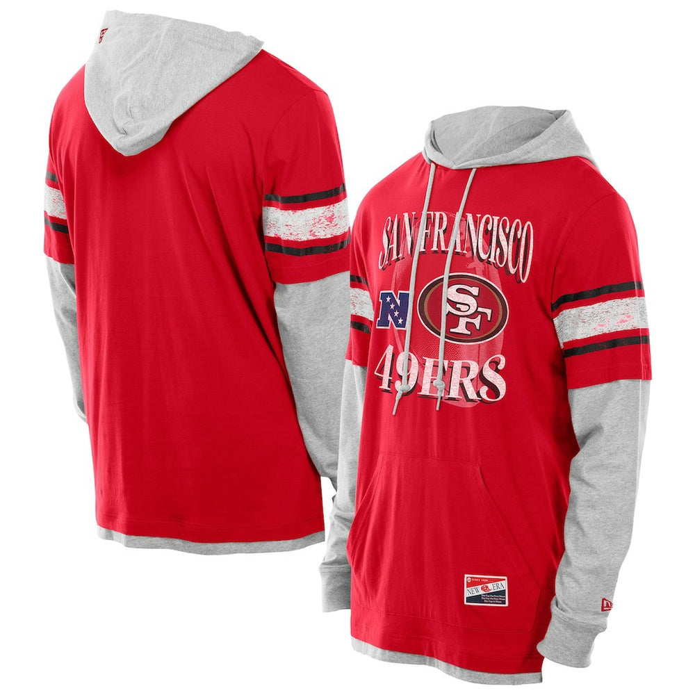 San Francisco 49ers New Era Twofer Layered Long Sleeve Hoodie T-Shirt Scarlet - NFL