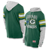 Green Bay Packers New Era Twofer Layered Long Sleeve Hoodie T-Shirt Green - NFL