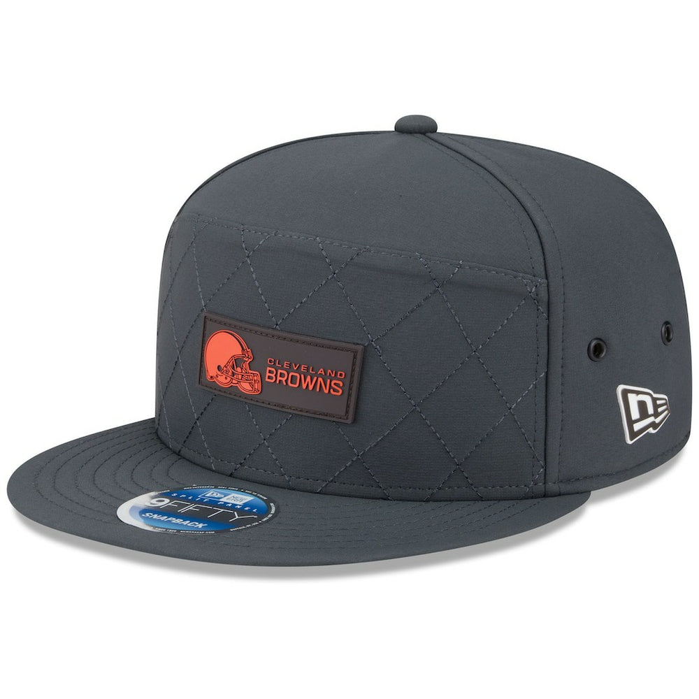 Cleveland Browns New Era 2025 Sideline Cold Weather Split Panel 9FIFTY Snapback Hat Charcoal - NFL