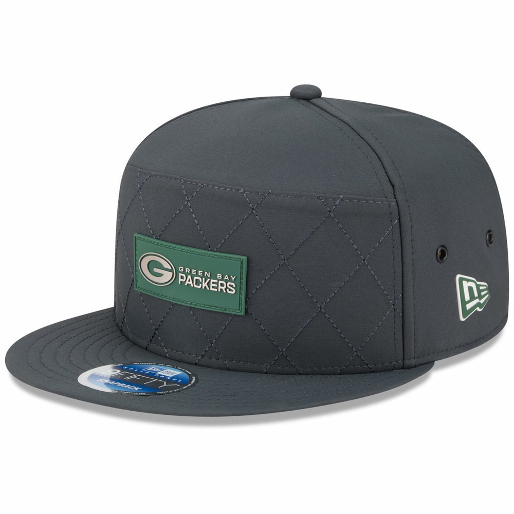 Green Bay Packers New Era 2025 Sideline Cold Weather Split Panel 9FIFTY Snapback Hat Charcoal - NFL