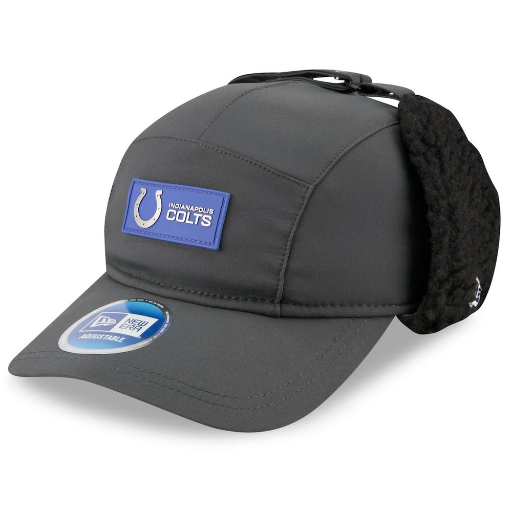 Indianapolis Colts New Era 2025 Sideline Cold Weather Runner Dog Ear Adjustable Hat Charcoal - NFL