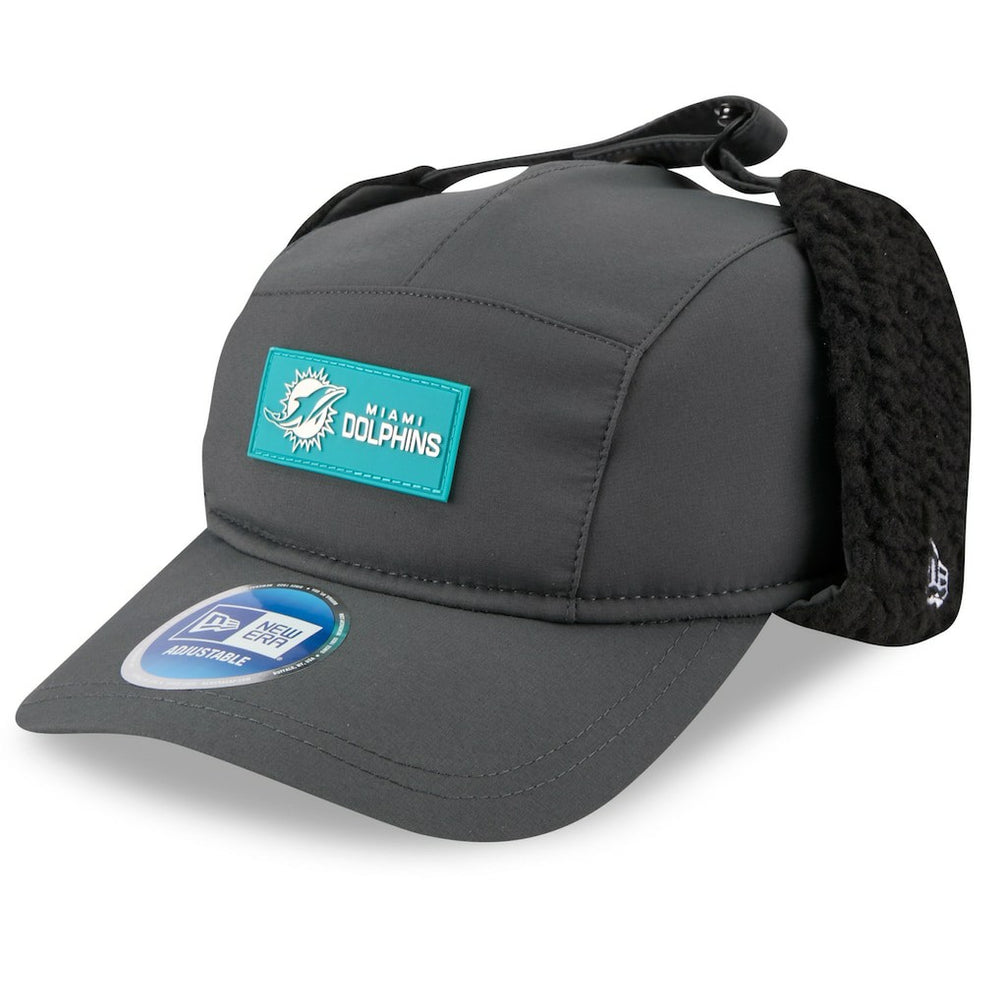 Miami Dolphins New Era 2025 Sideline Cold Weather Runner Dog Ear Adjustable Hat Charcoal - NFL