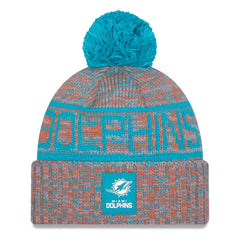 Miami Dolphins New Era 2025 Sideline Cold Weather Cuffed Knit Hat with Pom Orange - NFL