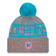 Miami Dolphins New Era 2025 Sideline Cold Weather Cuffed Knit Hat with Pom Orange - NFL